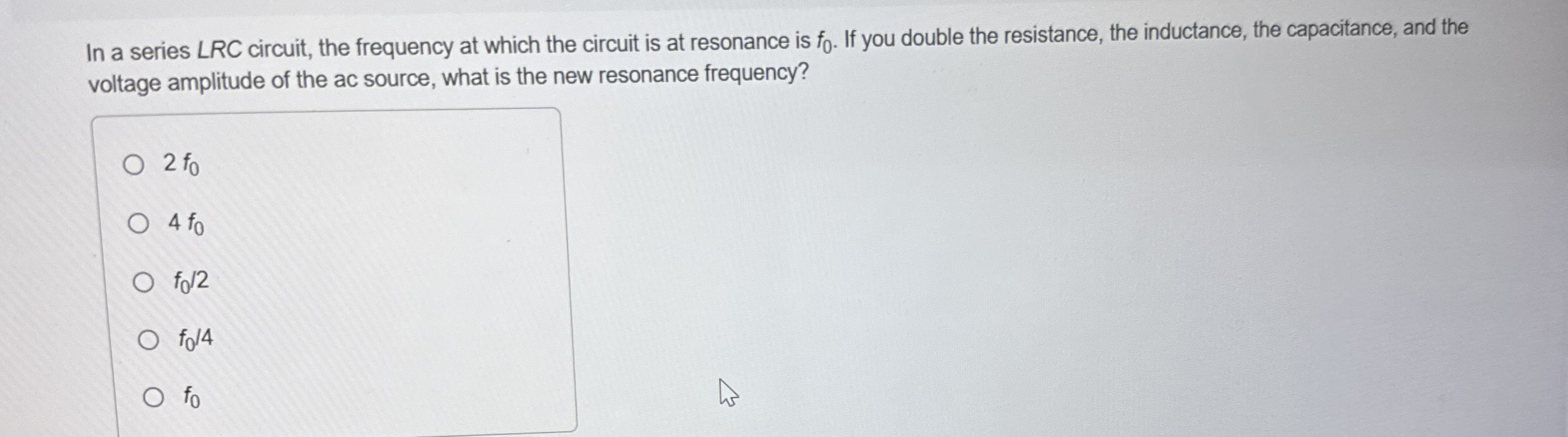 In a series LRC circuit, the frequency at which