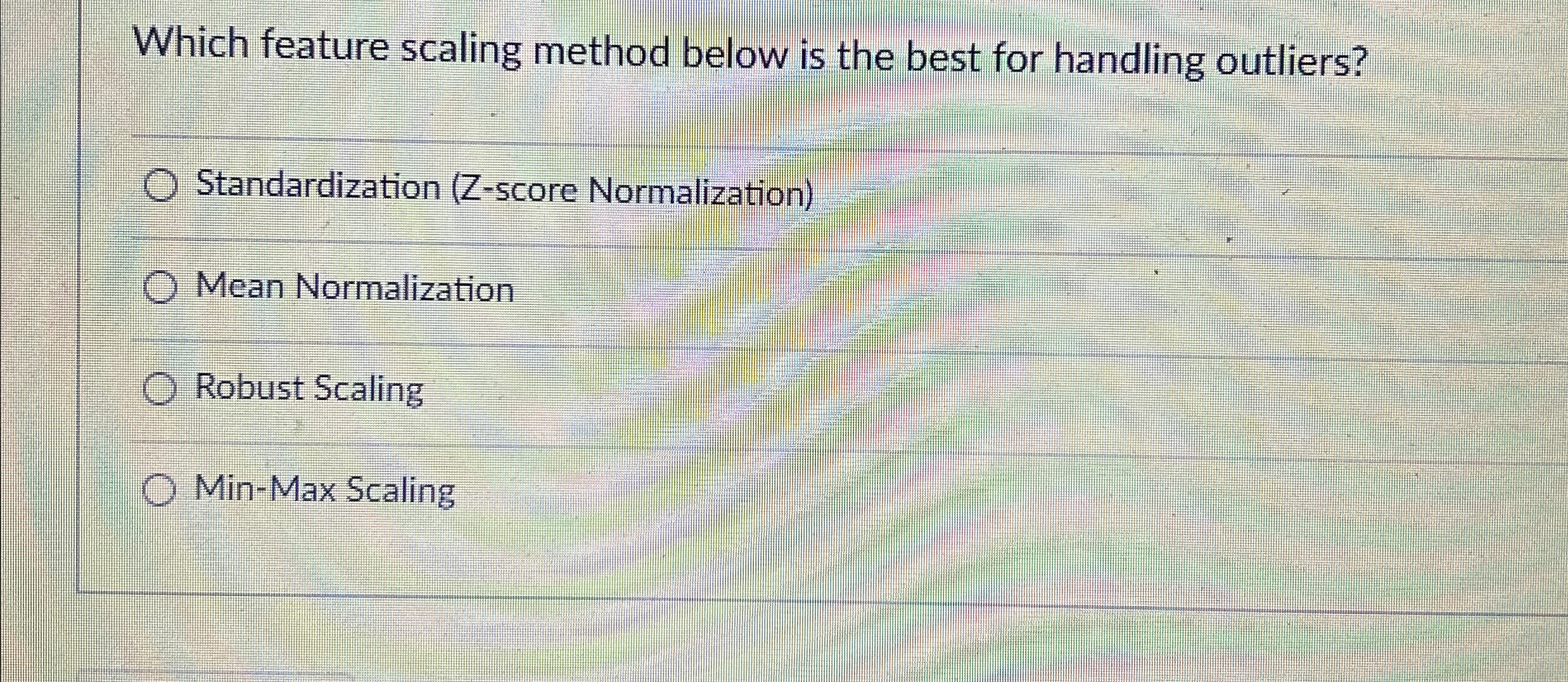 Which feature scaling method below is the best
