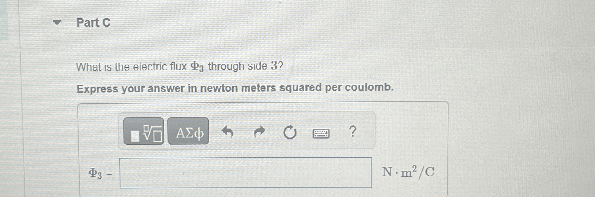 Part C What is the electric flux 3 through side 3