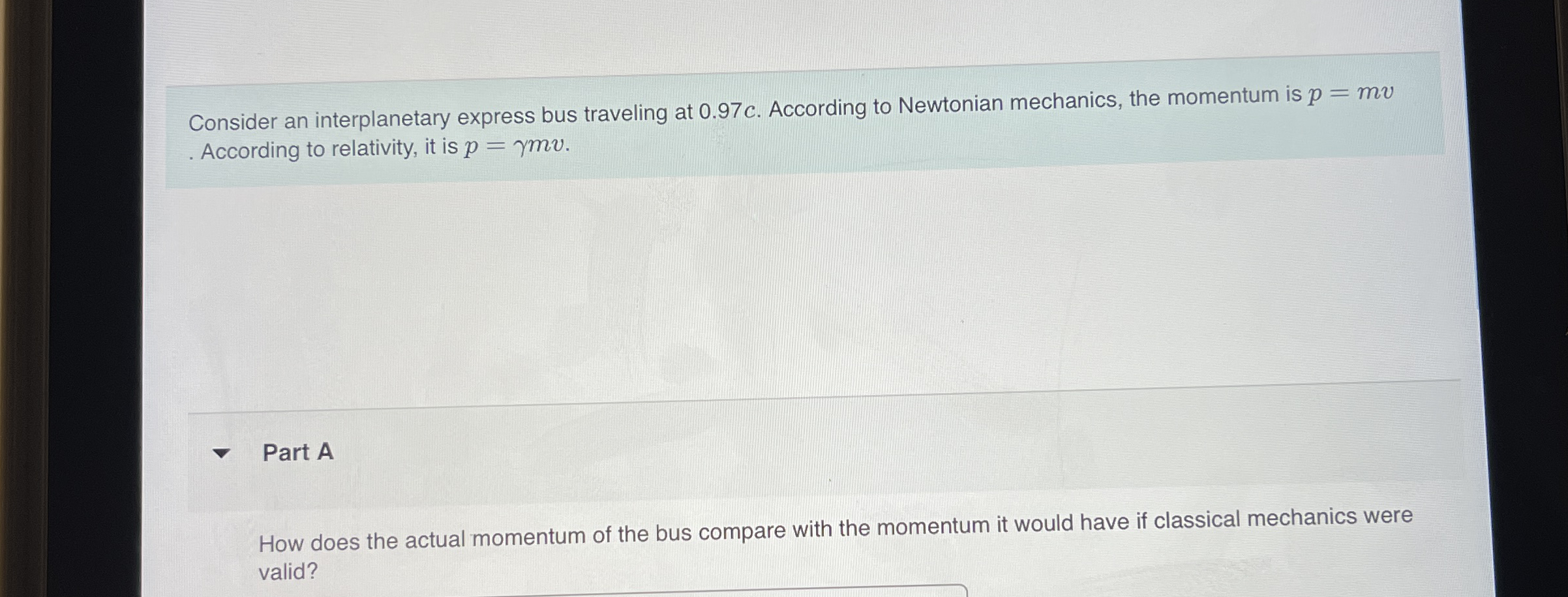 Consider an interplanetary express bus traveling