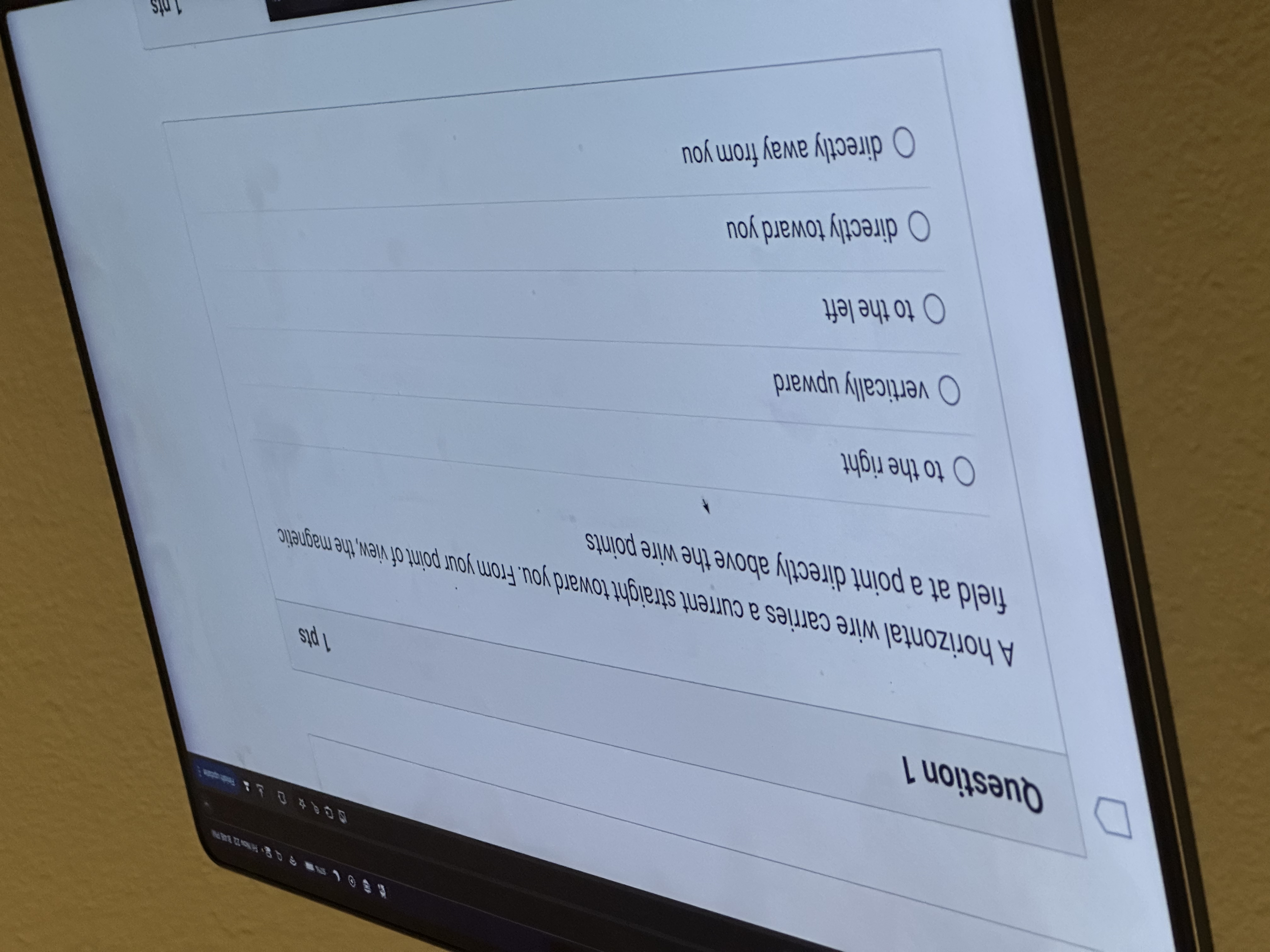 Question 1 1 pis A horizontal wire carries a