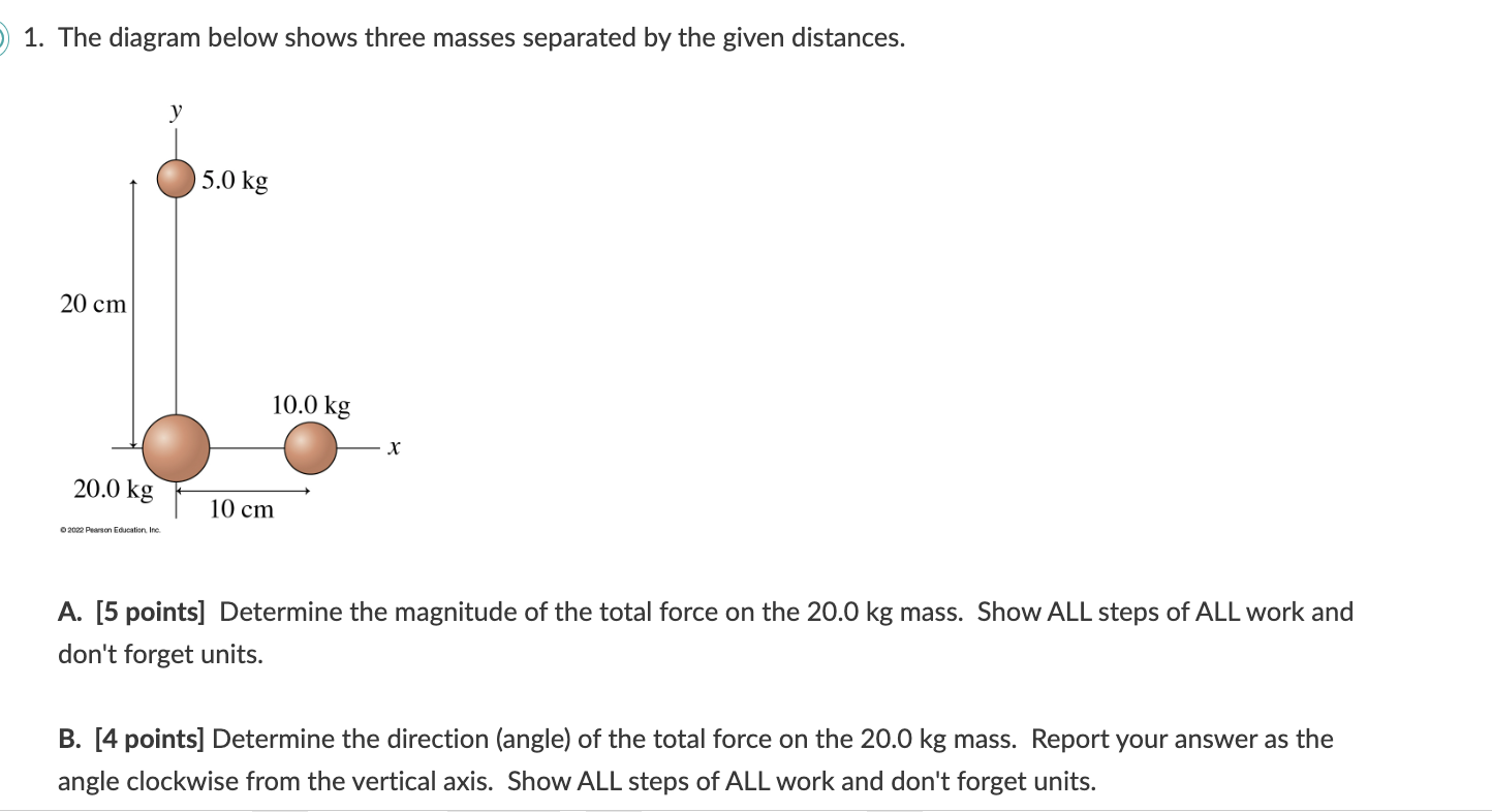 1 . The diagram below shows three masses