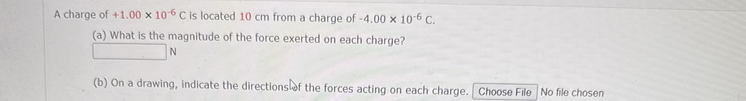 A charge of + 1 . 0 0 1 0 - 6 C is located 1 0 cm