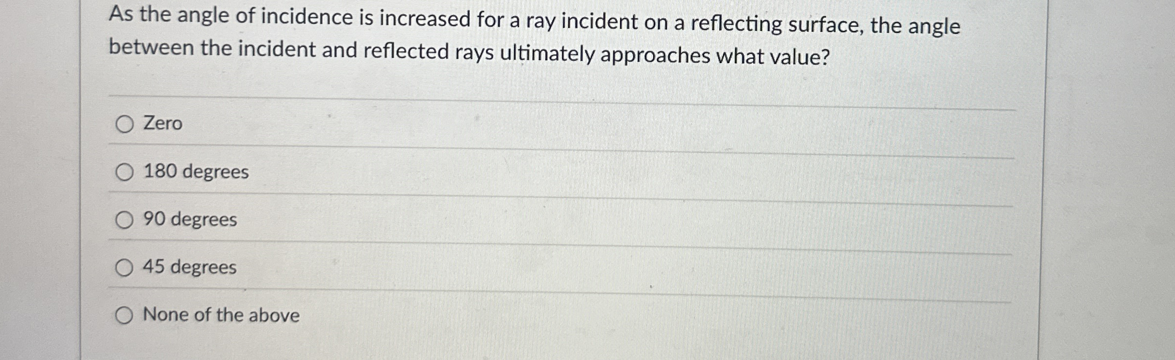 As the angle of incidence is increased for a ray
