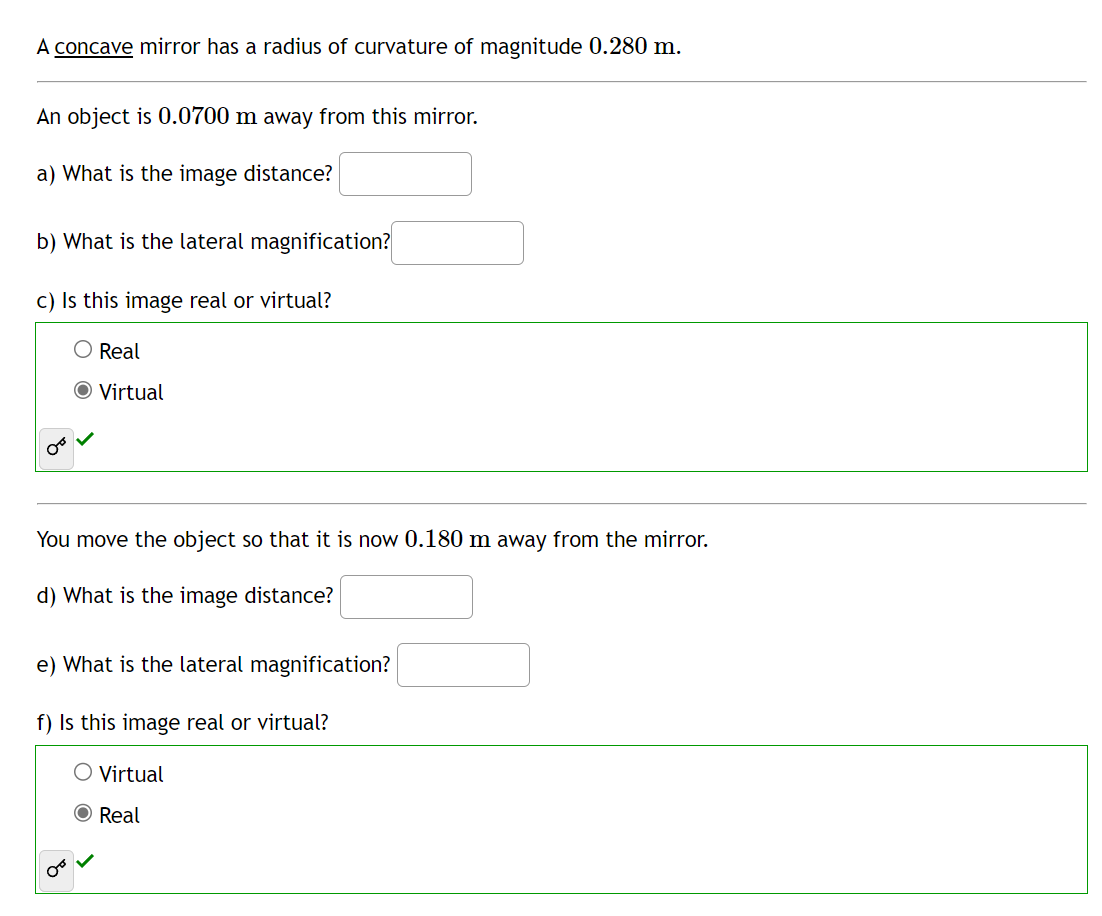 A concave mirror has a radius of curvature of