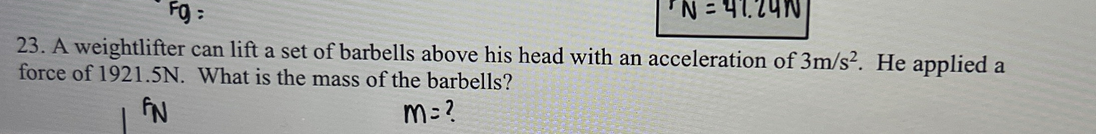 A weightlifter can lift a set of barbells above