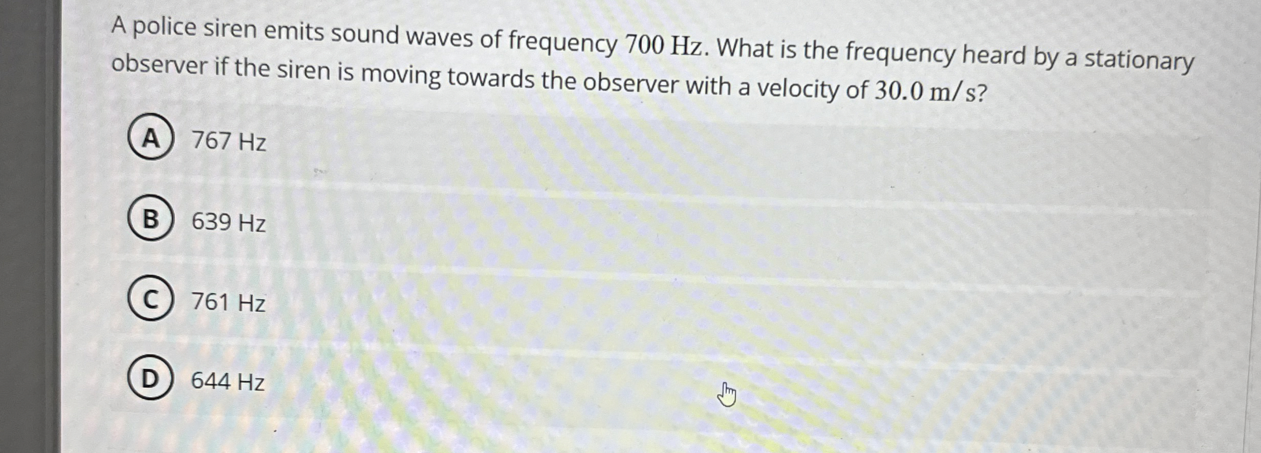 A police siren emits sound waves of frequency 7 0