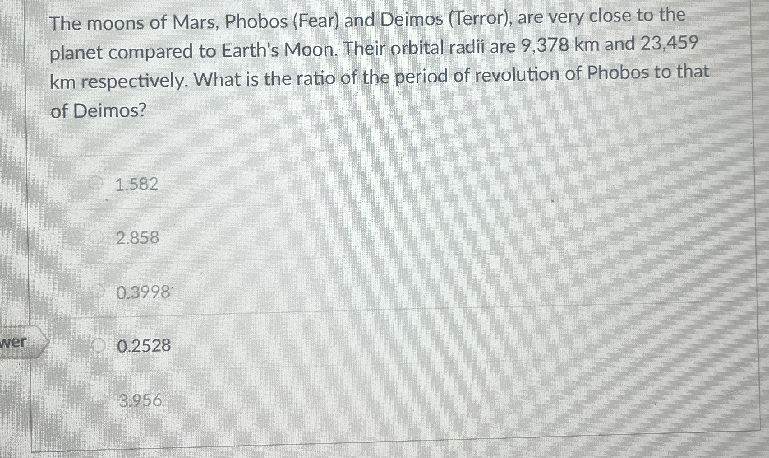 The moons of Mars, Phobos ( Fear ) and Deimos (