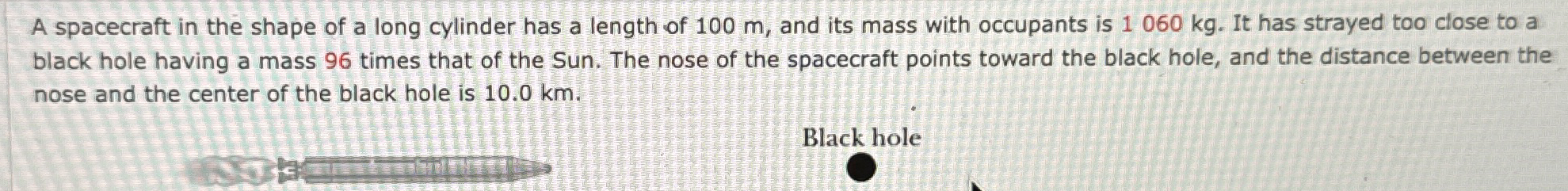 A spacecraft in the shape of a long cylinder has