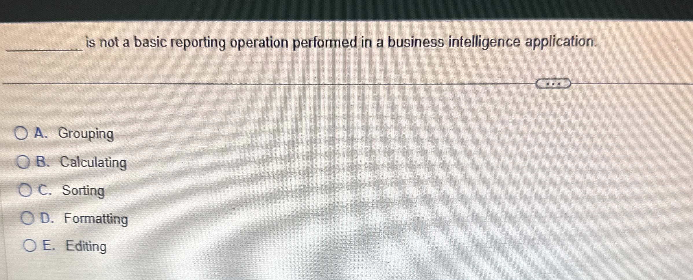 is not a basic reporting operation performed in a