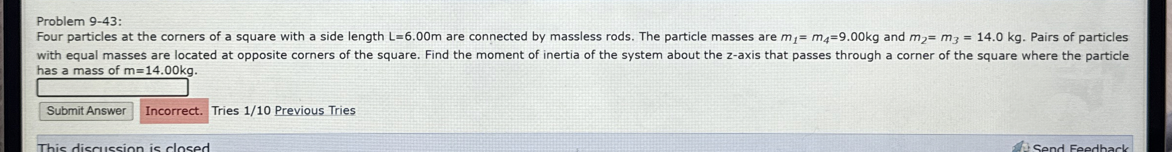 Problem 9 - 4 3 : Four particles at the corners