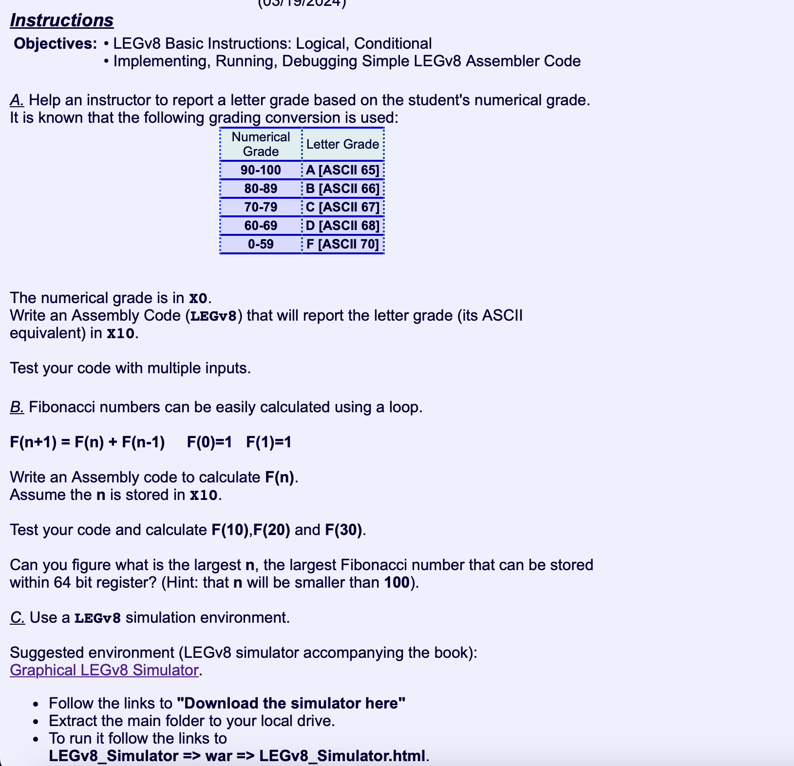 USE THE LEGv 8 simulator LINK I HAVE PROVIDED