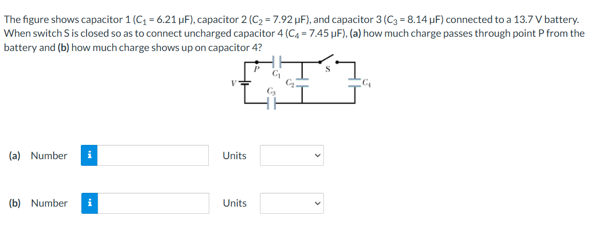 The figure shows capacitor 1 ( C _ ( 1 ) = 6 . 2