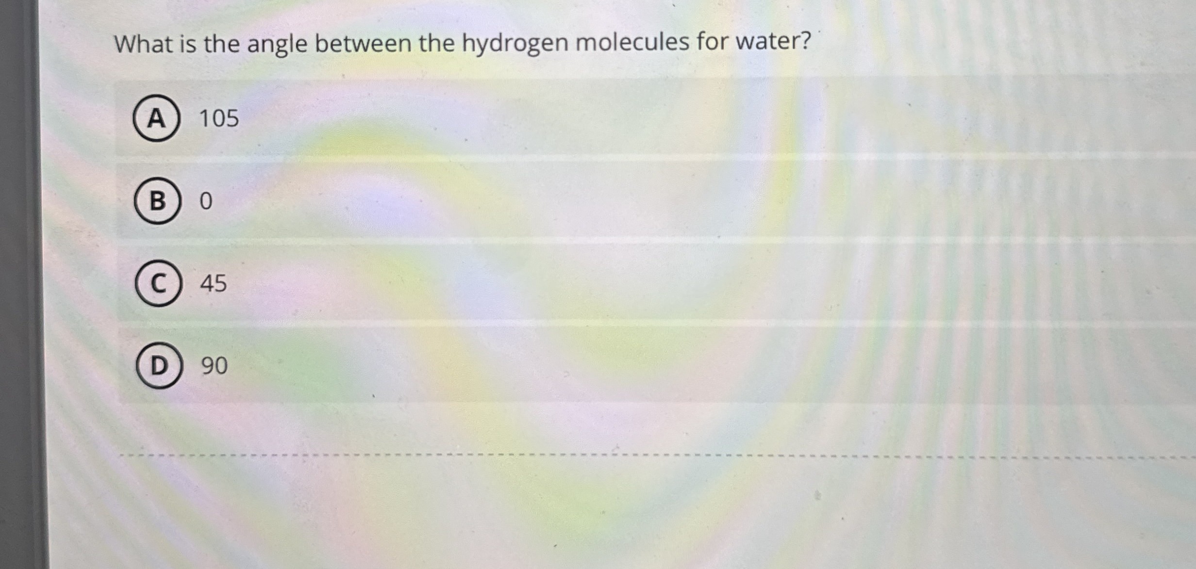What is the angle between the hydrogen molecules