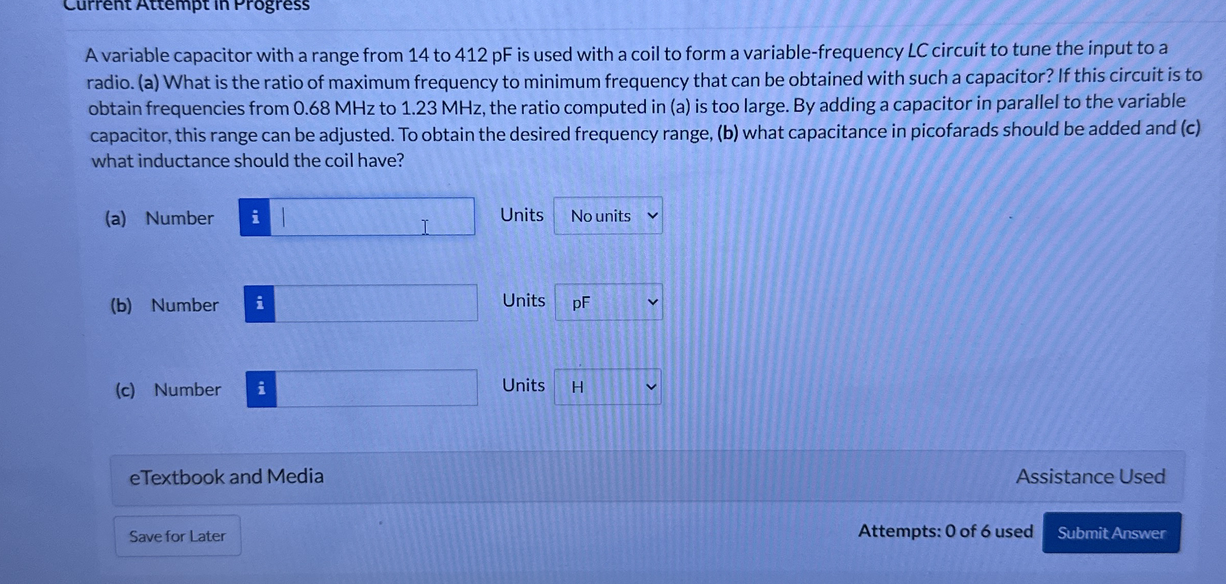 A variable capacitor with a range from 1 4 to 4 1