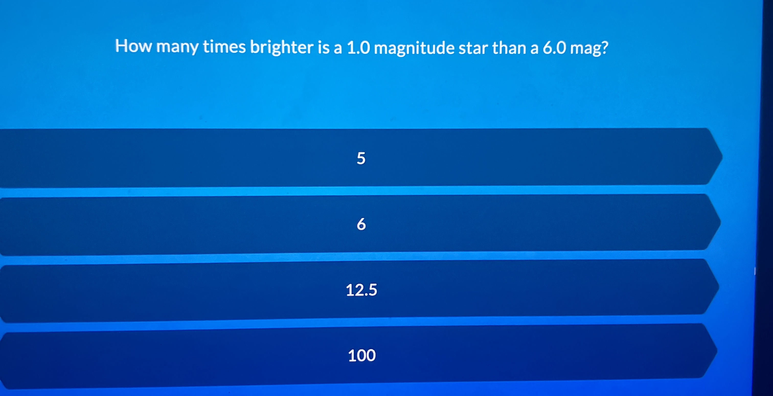 How many times brighter is a 1 . 0 magnitude star
