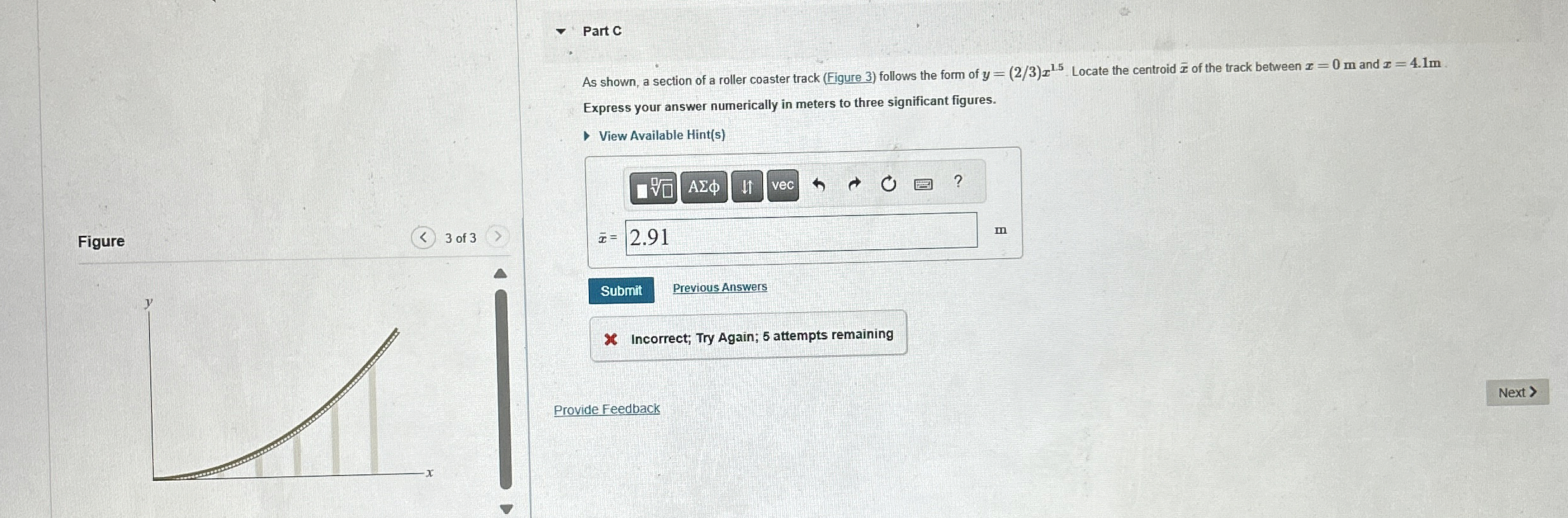 Part C As shown, a section of a roller coaster