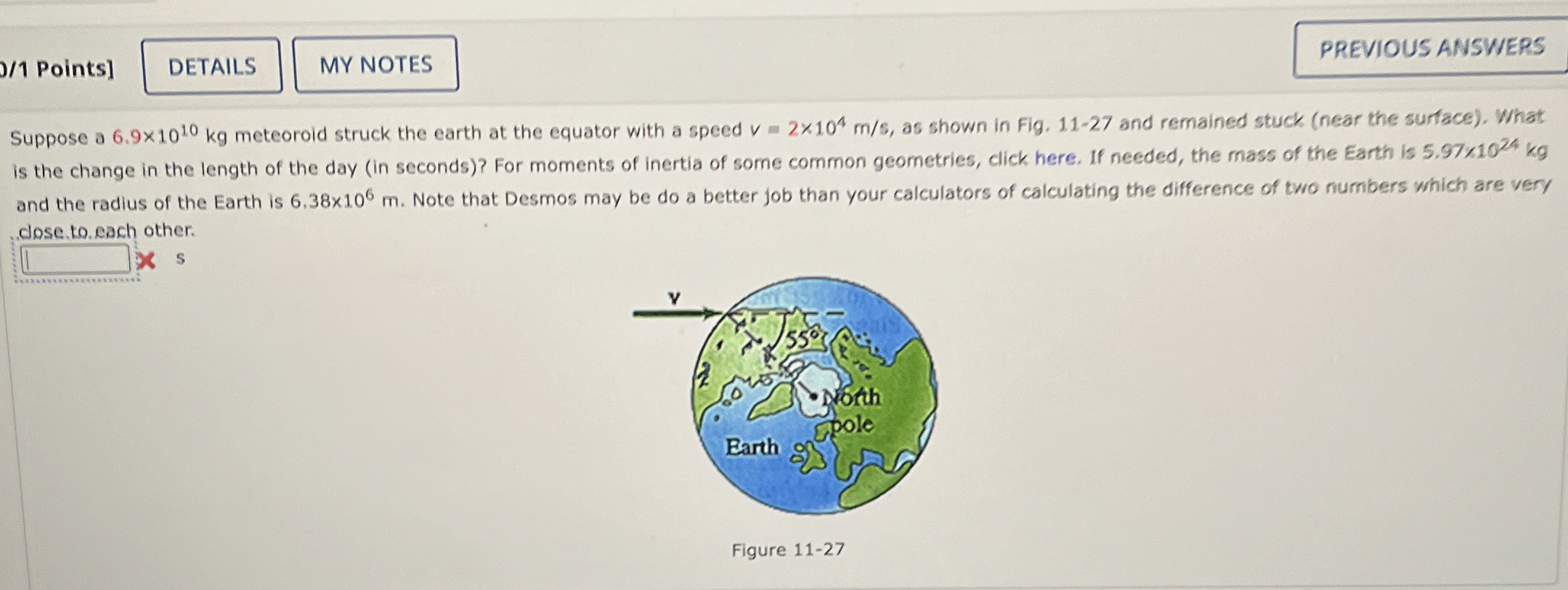 Points ] Suppose a 6 . 9 1 0 1 0 k g meteoroid