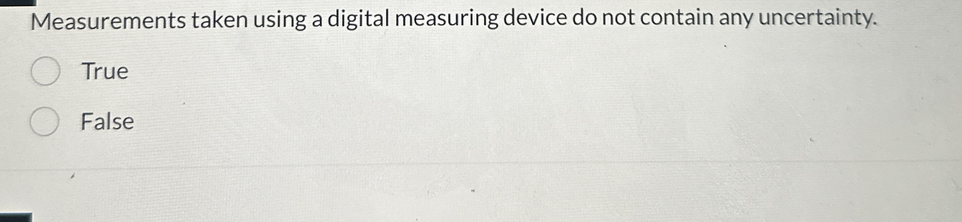 Measurements taken using a digital measuring