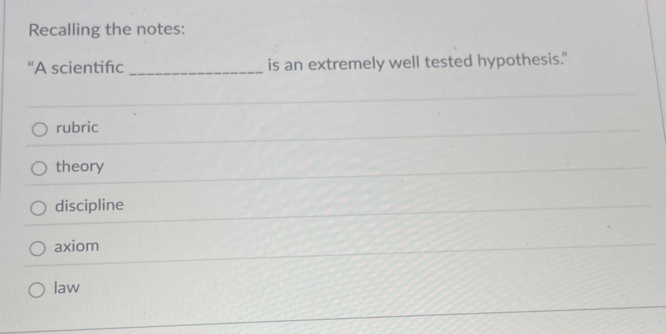 Recalling the notes: "A scientific is an