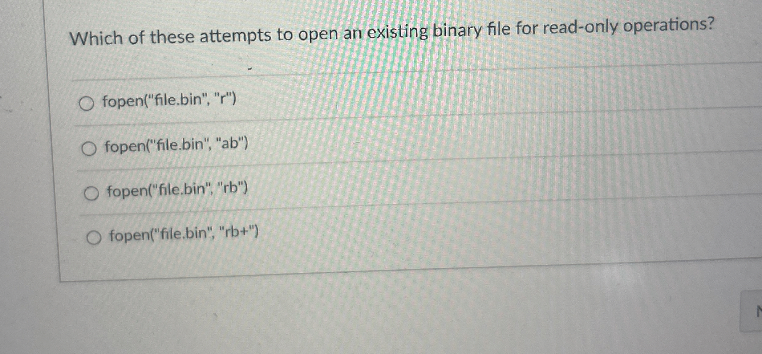Which of these attempts to open an existing