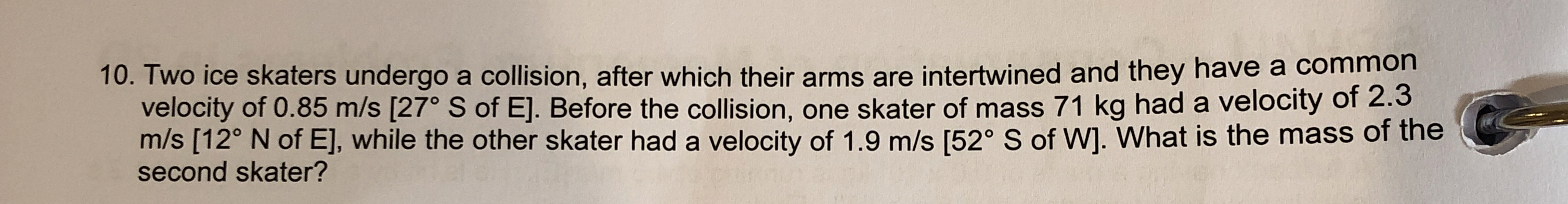 Two ice skaters undergo a collision, after which