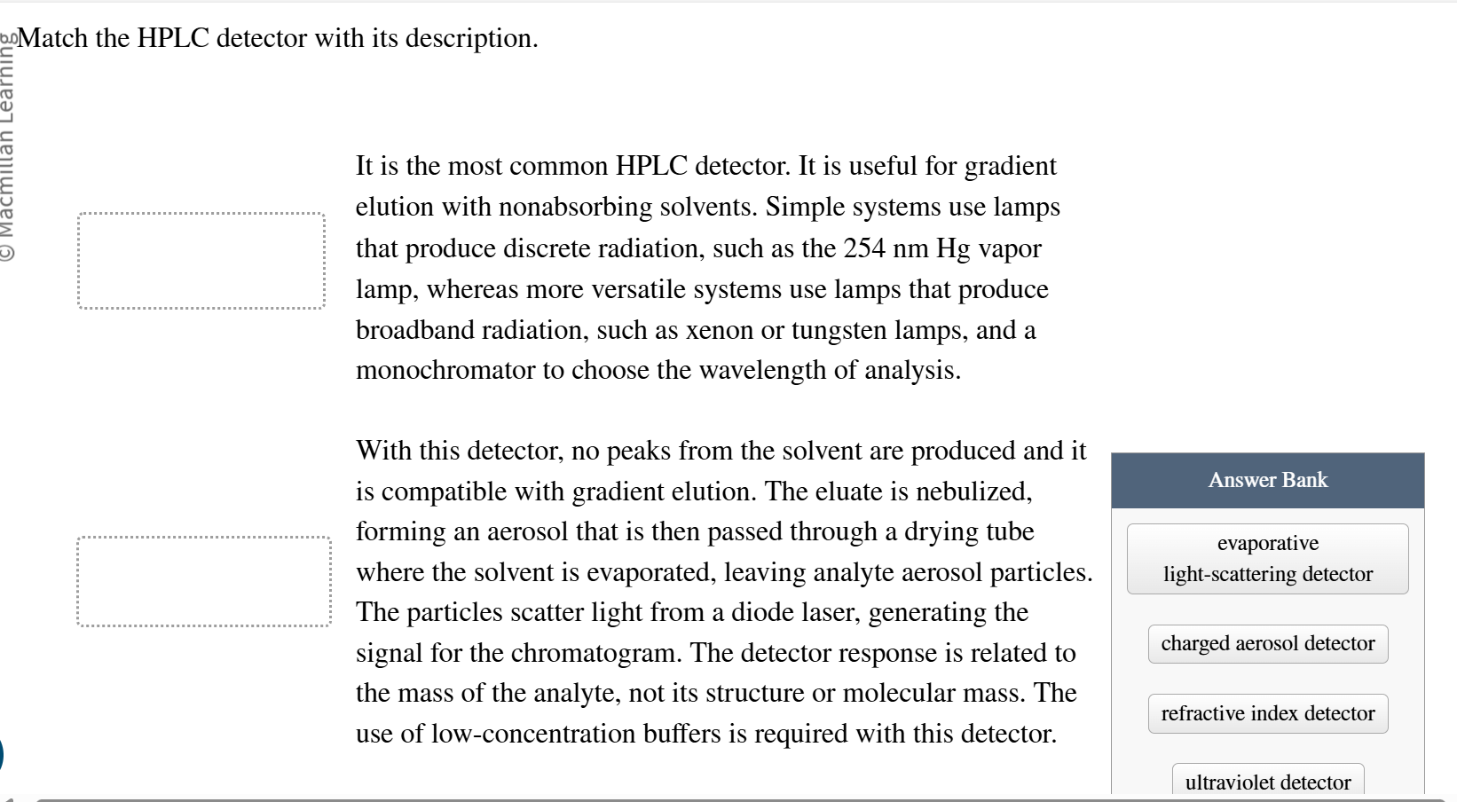 Answer Bank evaporative light - scattering