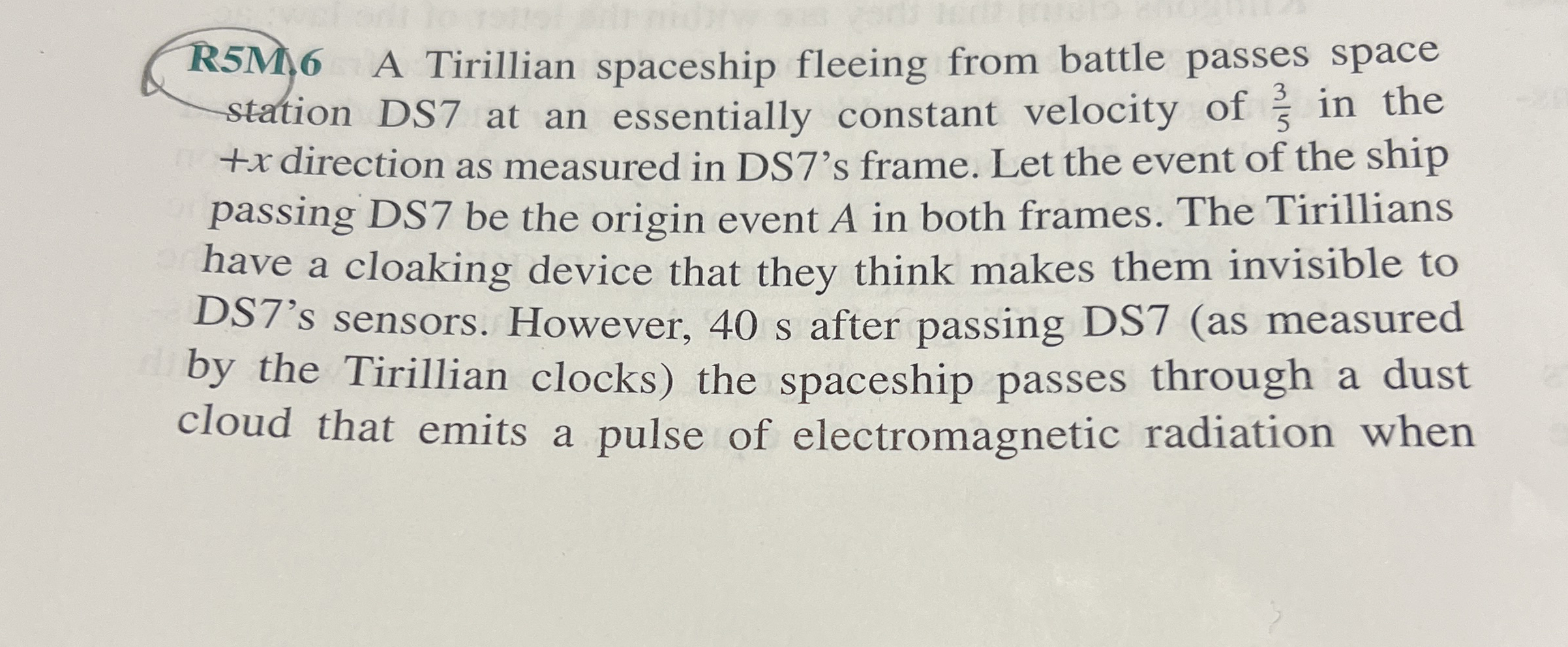 R 5 M . 6 A Tirillian spaceship fleeing from
