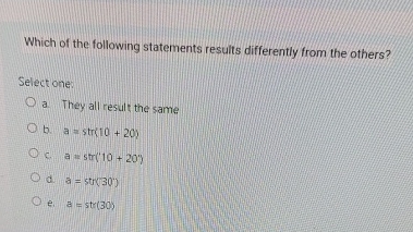 Which of the following statements results