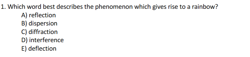 1 . Which word best describes the phenomenon