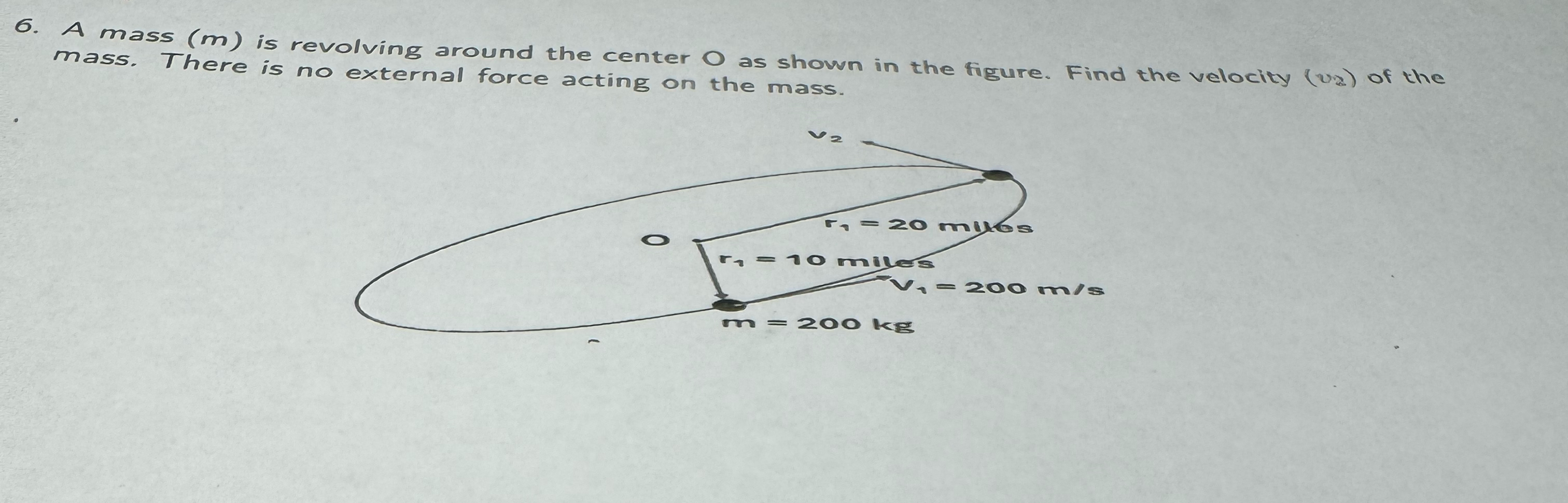 A mass ( m ) is revolving around the center O as