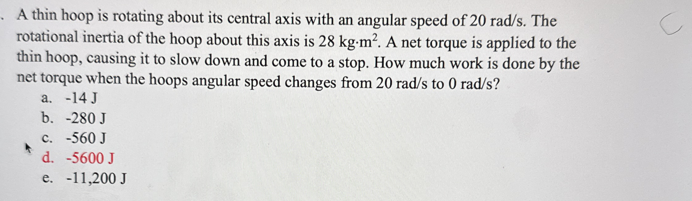 A thin hoop is rotating about its central axis