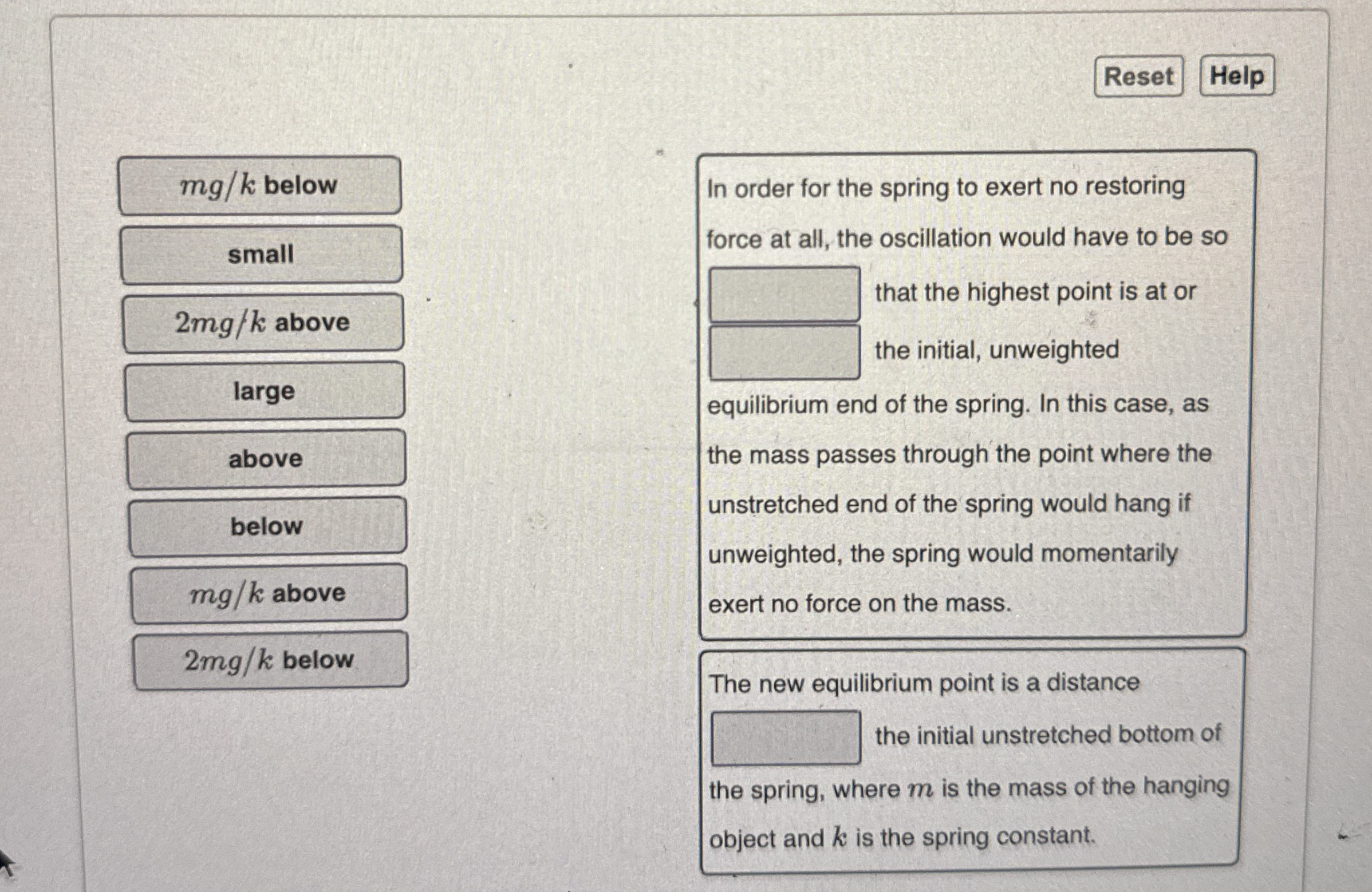 m g k below small 2 m g k above large above below