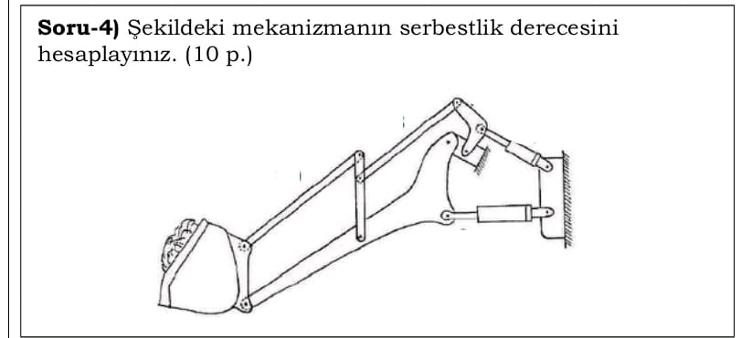 Soru - 4 ) ekildeki mekanizman n serbestlik