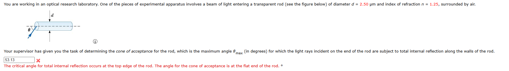 [ The critical angle for total internal