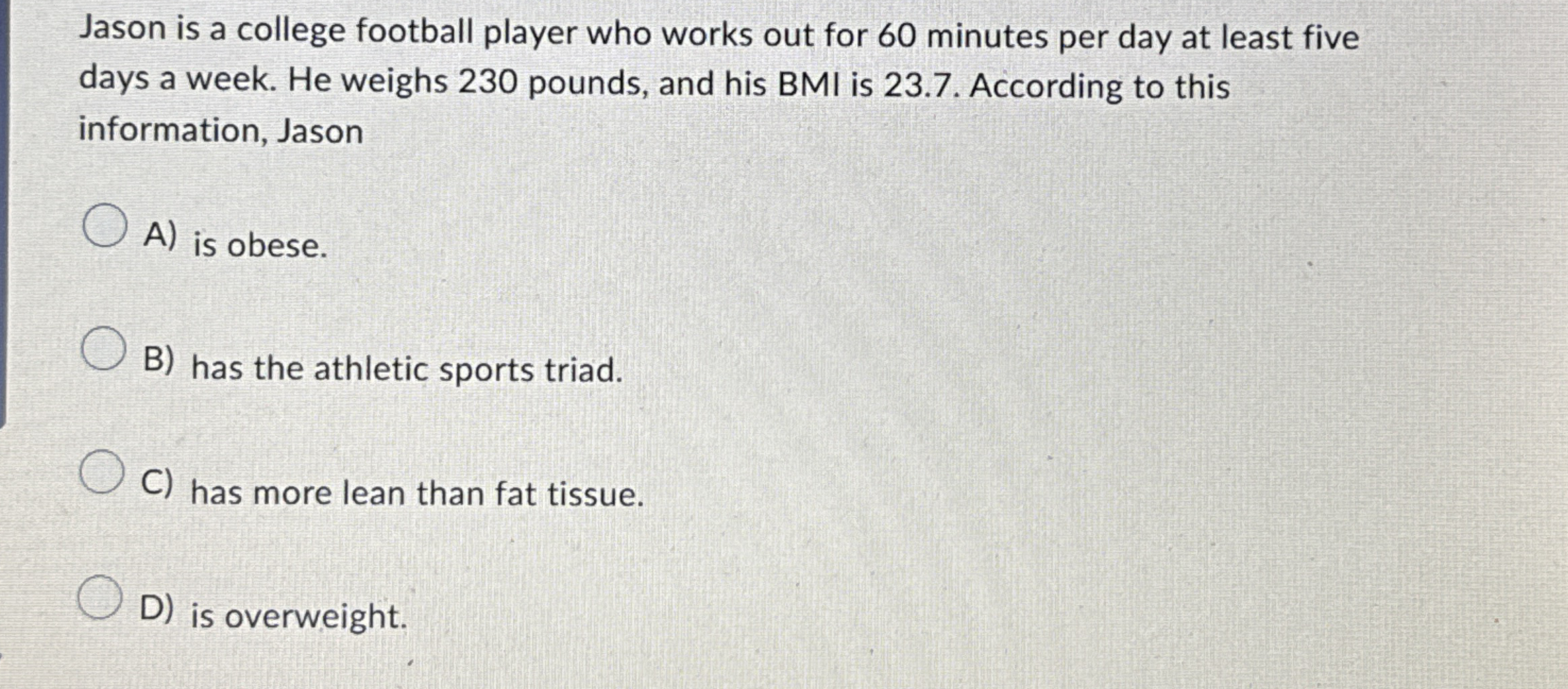 Jason is a college football player who works out