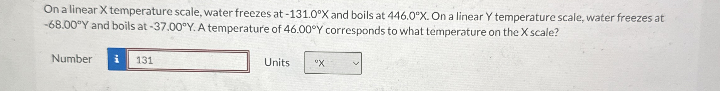 On a linear x temperature scale, water freezes at