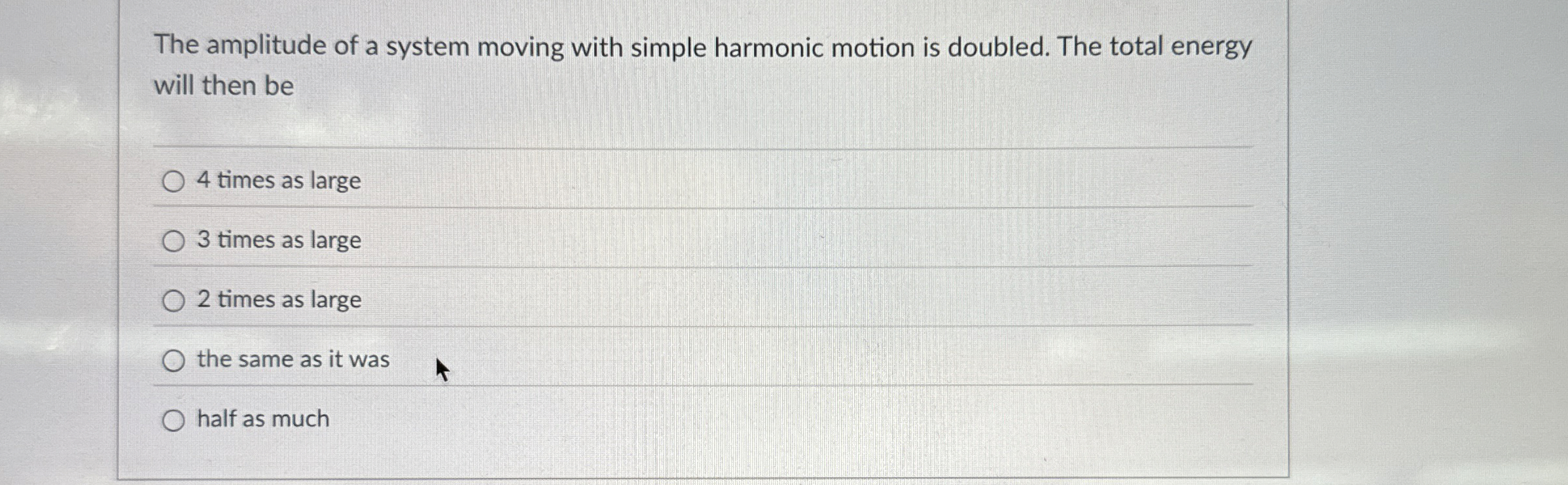 The amplitude of a system moving with simple