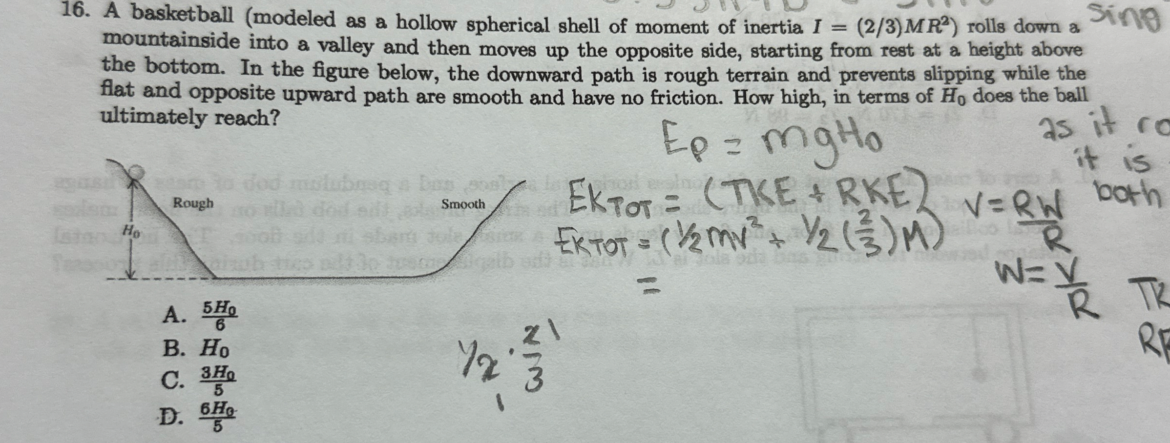 A basketball ( modeled as a hollow spherical