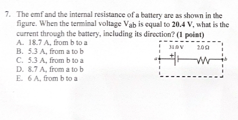 The emf and the internal resistance of a battery