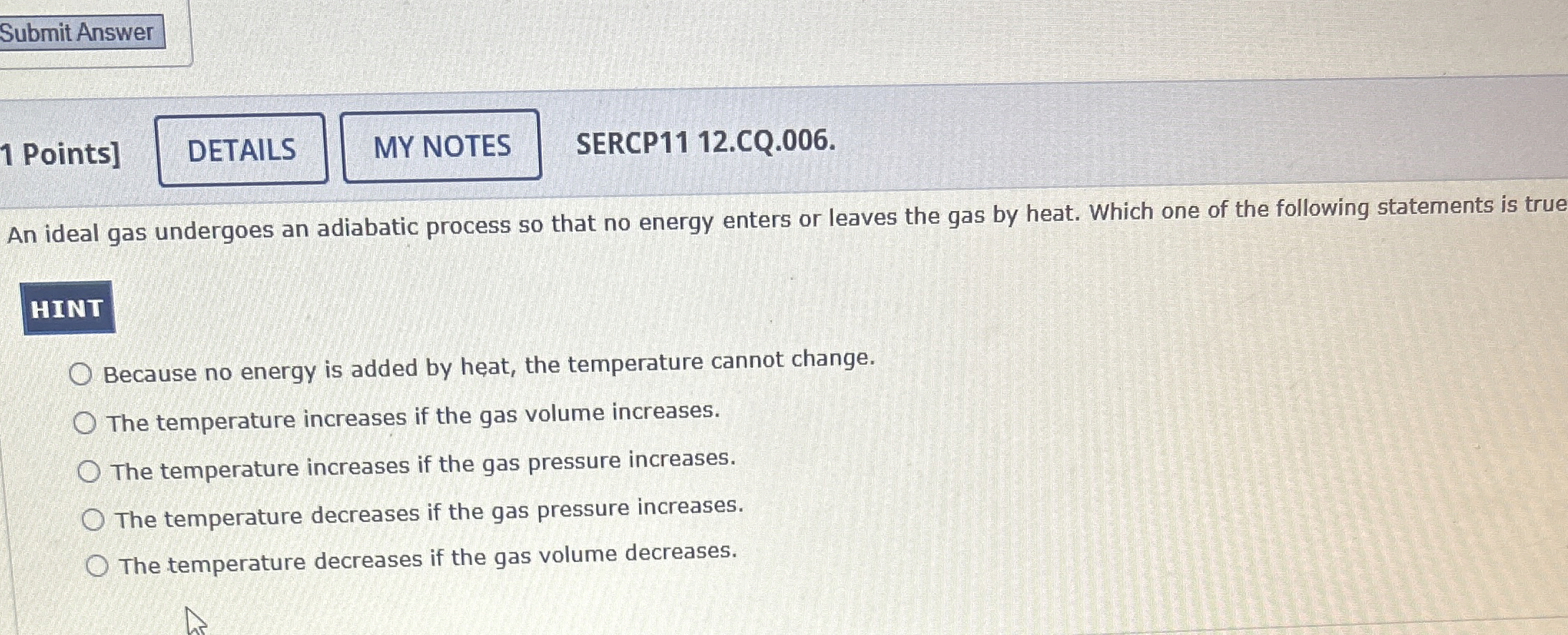 1 Points ] SERCP 1 1 1 2 . CQ . 0 0 6 . An ideal