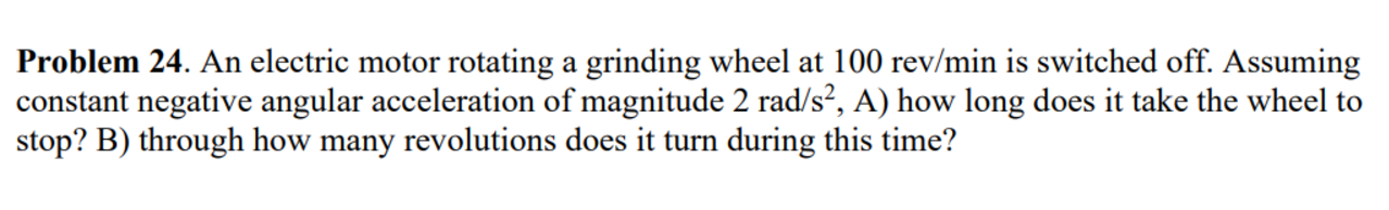 Problem 2 4 . An electric motor rotating a
