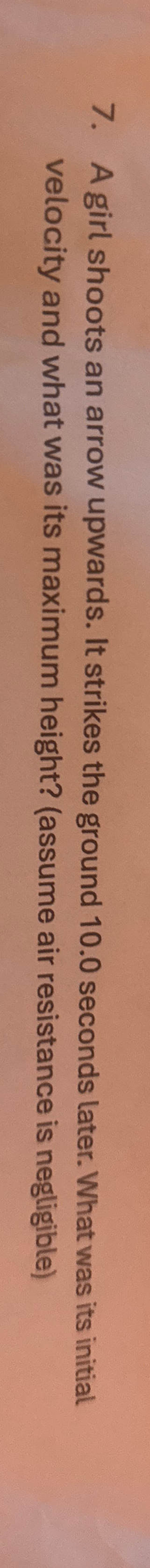 A girl shoots an arrow upwards. It strikes the