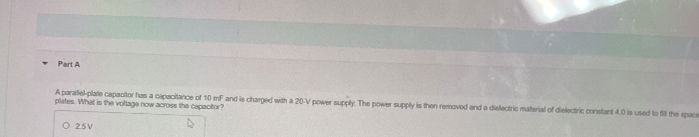 Part A A parallel - plate capacilor has a