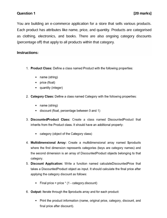 Question 1 [ 2 0 marks ] You are building an e -