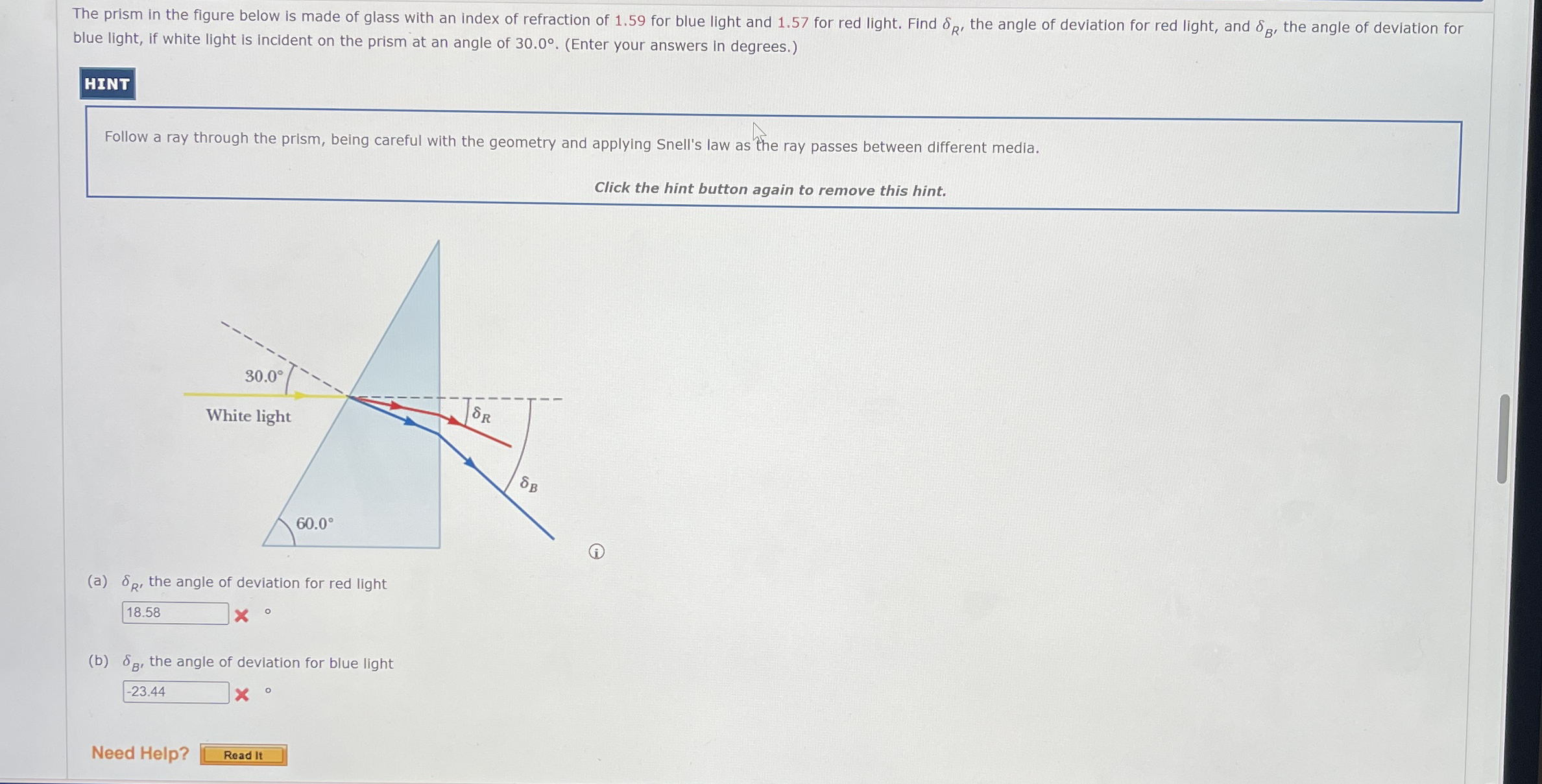 The prism in the figure below is made of glass