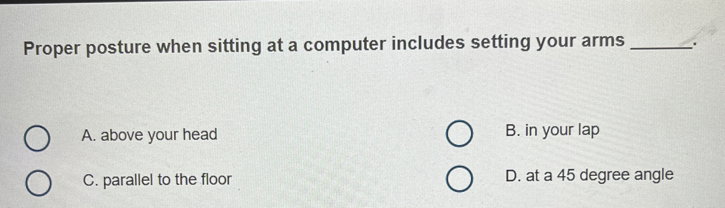 Proper posture when sitting at a computer