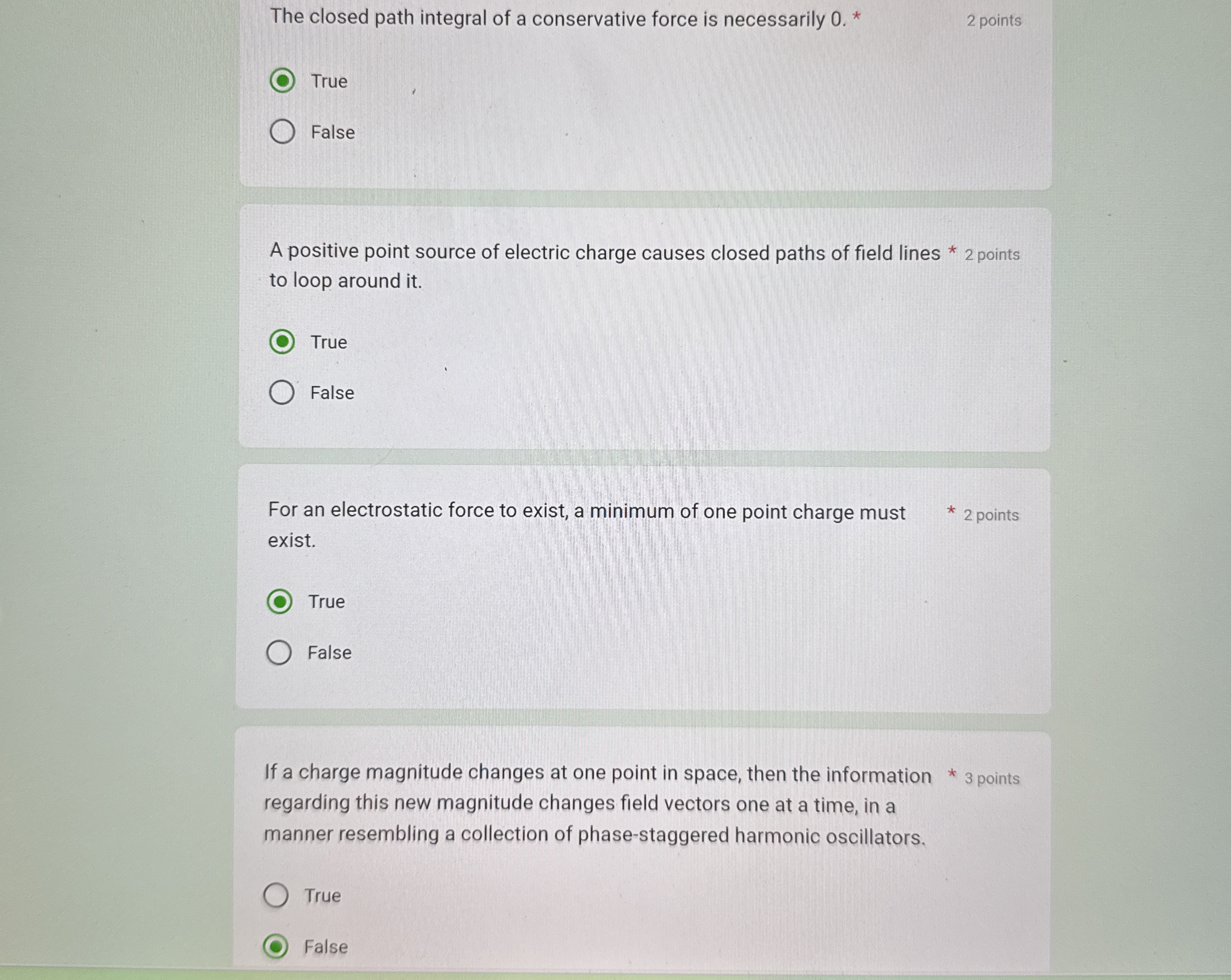 The closed path integral of a conservative force