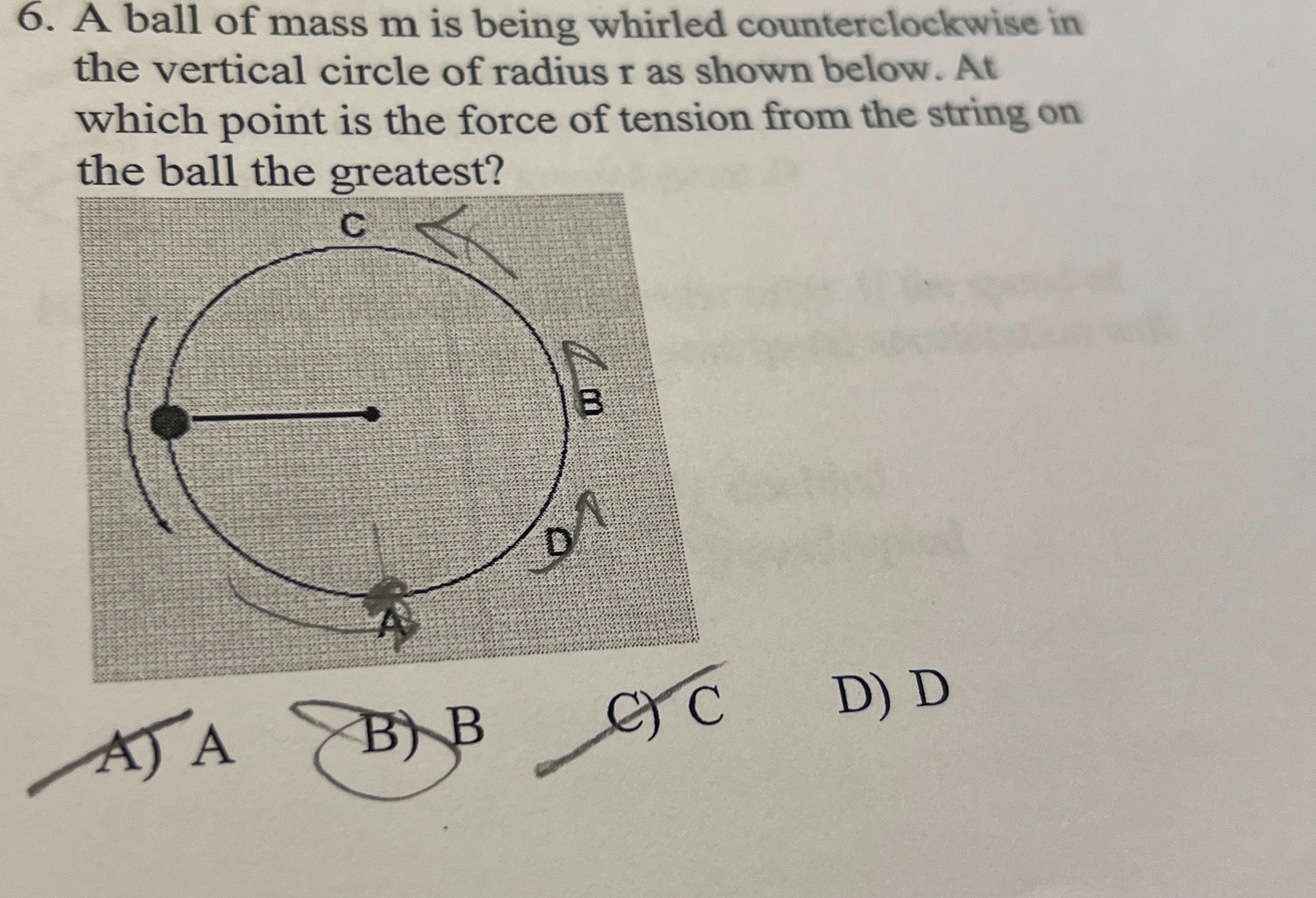 A ball of mass m is being whirled