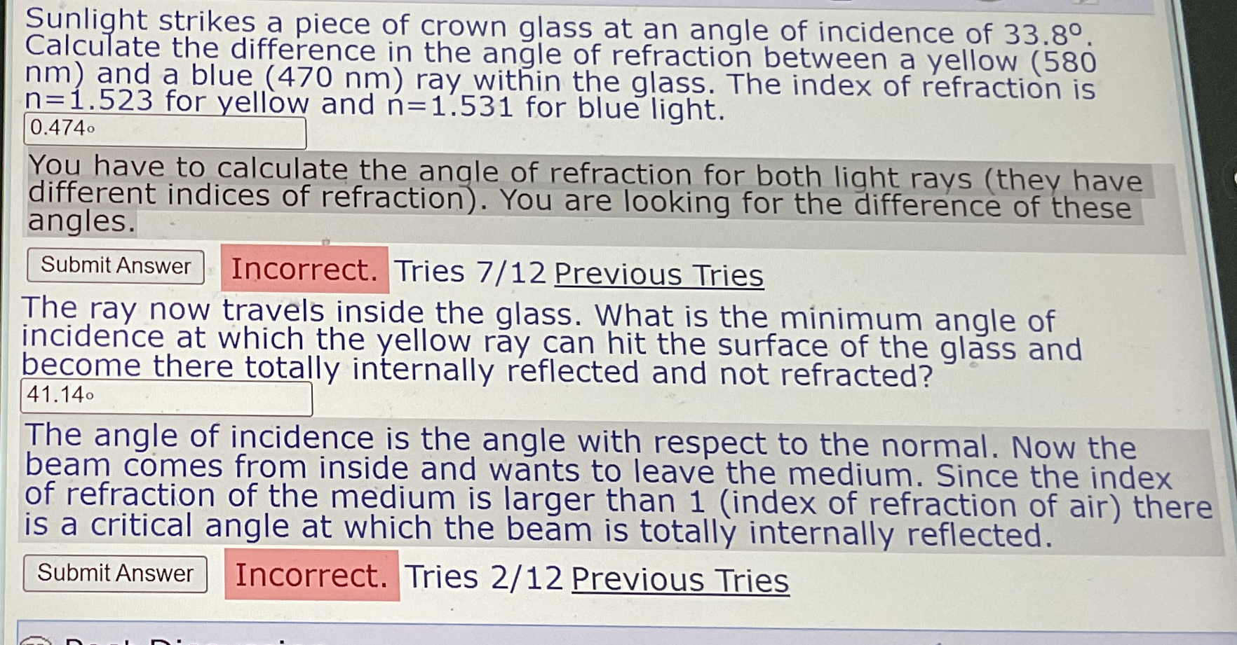 Sunlight strikes a piece of crown glass at an